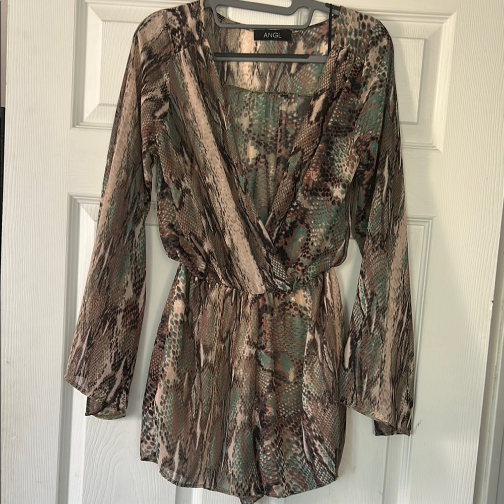 Angl Multicolor Snake Print Romper